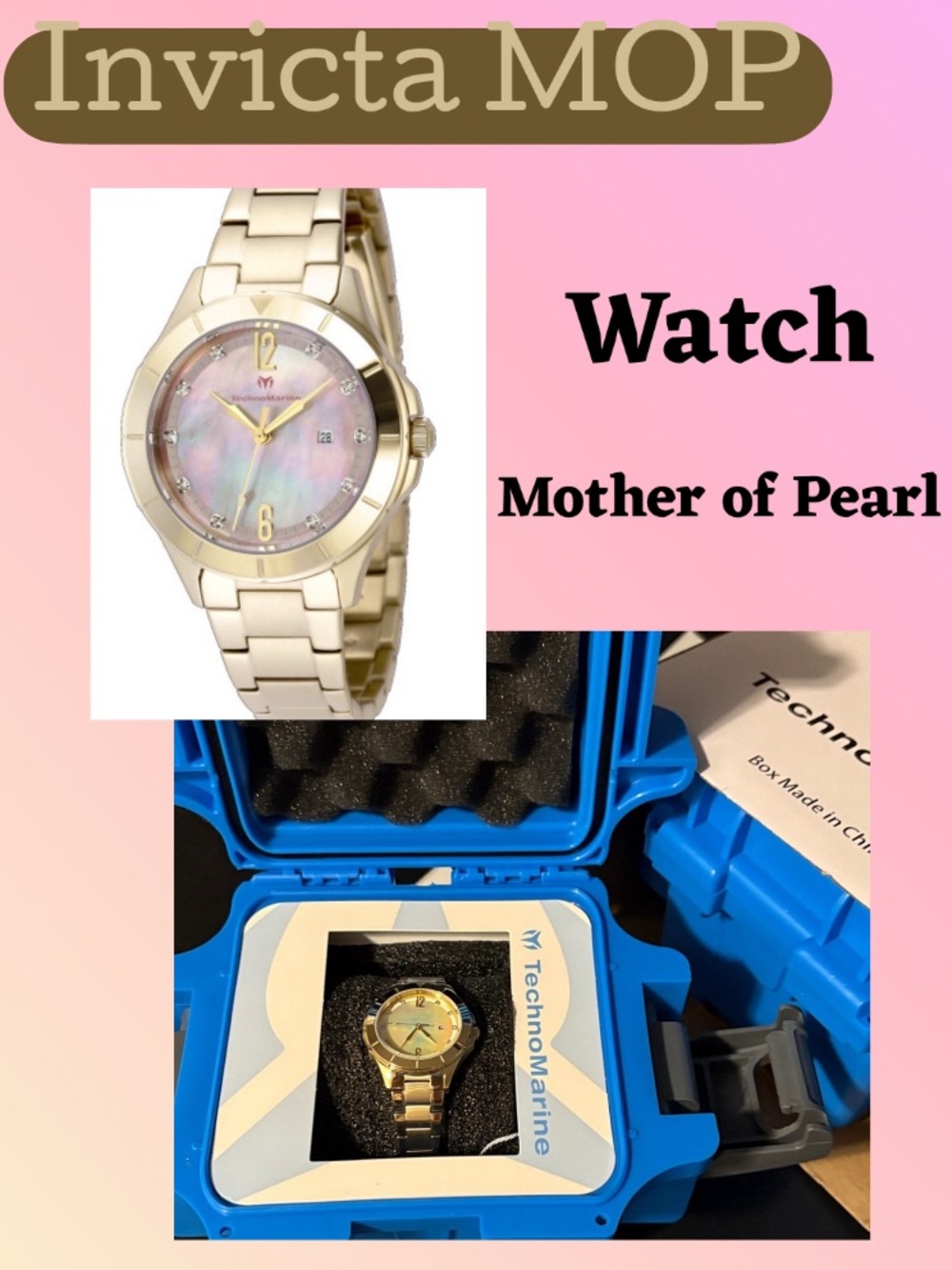 NWT Technomarine Mother of Pearl Luna Watch Gold tone